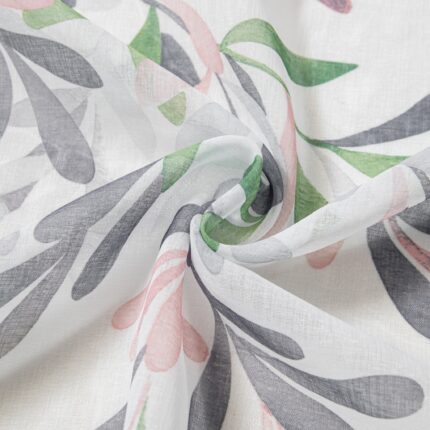 CORTINA DE VISILLO DE HILO ESTAMPADO DE HOJAS DE SAUCE 140X260CM - Viste Tu Hogar