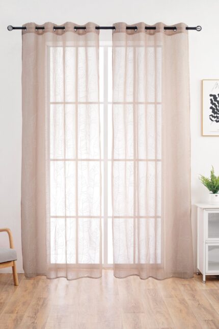 CORTINA DE VISILLO ESTAMPADO DE HOJAS EN VERTICAL 140X260CM - Viste Tu Hogar
