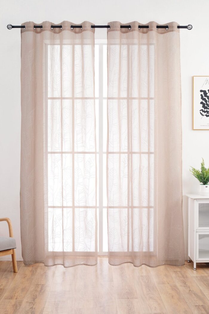 CORTINA DE VISILLO ESTAMPADO DE HOJAS EN VERTICAL 140X260CM - Viste Tu Hogar