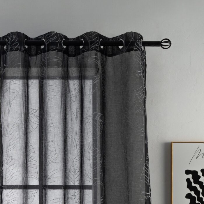 CORTINA DE VISILLO ESTAMPADO DE HOJAS EN VERTICAL 140X260CM - Viste Tu Hogar