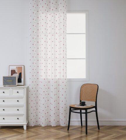 Cortina De Visillo Gasa Con Estampado De Puntitos Poliéster 150x260cm - Viste Tu Hogar