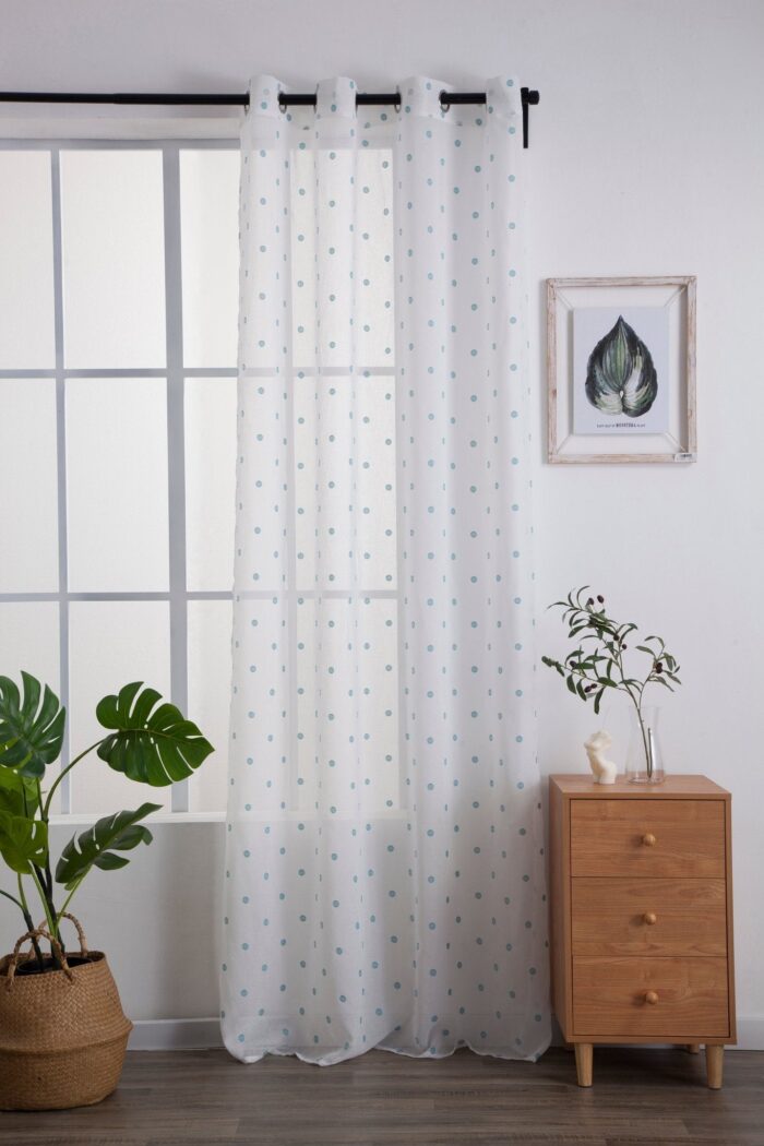Cortina De Visillo Gasa Con Estampado De Puntitos Poliéster 150x260cm - Viste Tu Hogar