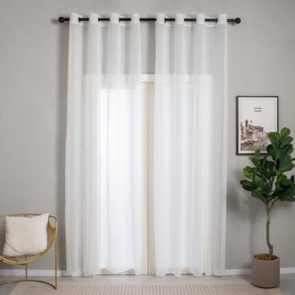 Cortina De Visillo Gasa Poliéster Blanco 150x260cm - Viste Tu Hogar