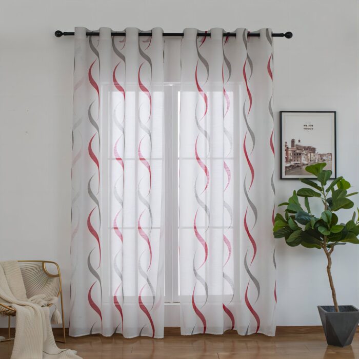 Cortina De Visillo Gasa Poliéster Con Diseño Hondas 140x260cm - VISTE TU HOGAR ONLINE
