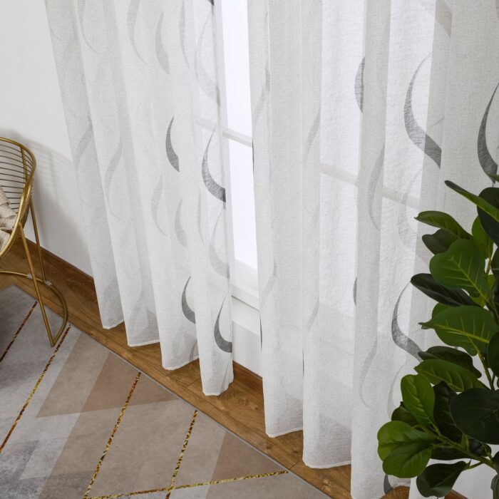 Cortina De Visillo Gasa Poliéster Con Diseño Hondas 140x260cm - VISTE TU HOGAR ONLINE
