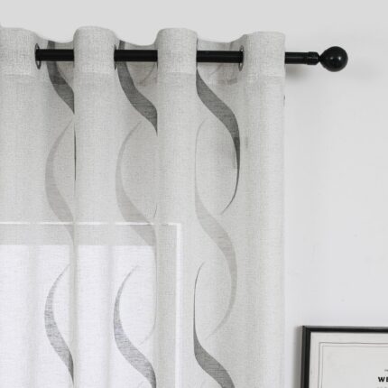 Cortina De Visillo Gasa Poliéster Con Diseño Hondas 140x260cm - VISTE TU HOGAR ONLINE