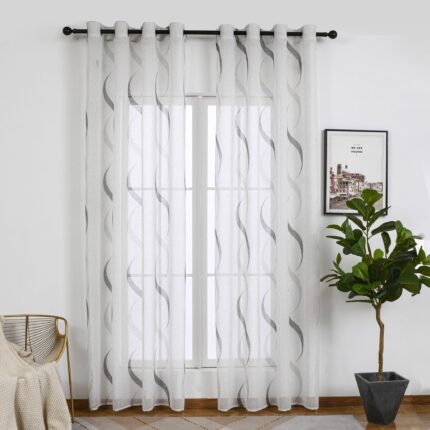 Cortina De Visillo Gasa Poliéster Con Diseño Hondas 140x260cm - VISTE TU HOGAR ONLINE