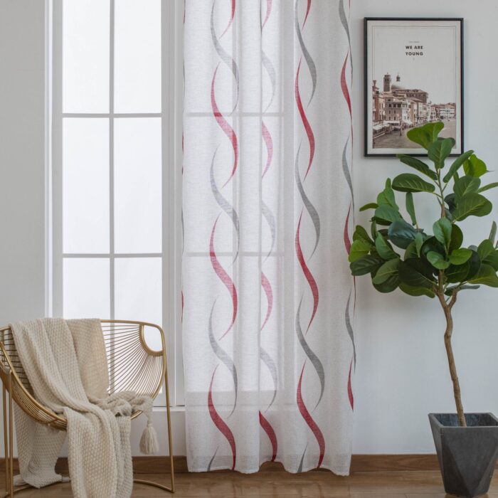 Cortina De Visillo Gasa Poliéster Con Diseño Hondas 140x260cm - VISTE TU HOGAR ONLINE