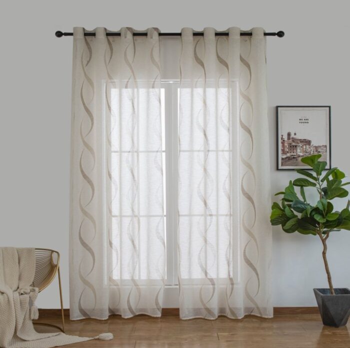 Cortina De Visillo Gasa Poliéster Con Diseño Hondas 140x260cm - VISTE TU HOGAR ONLINE