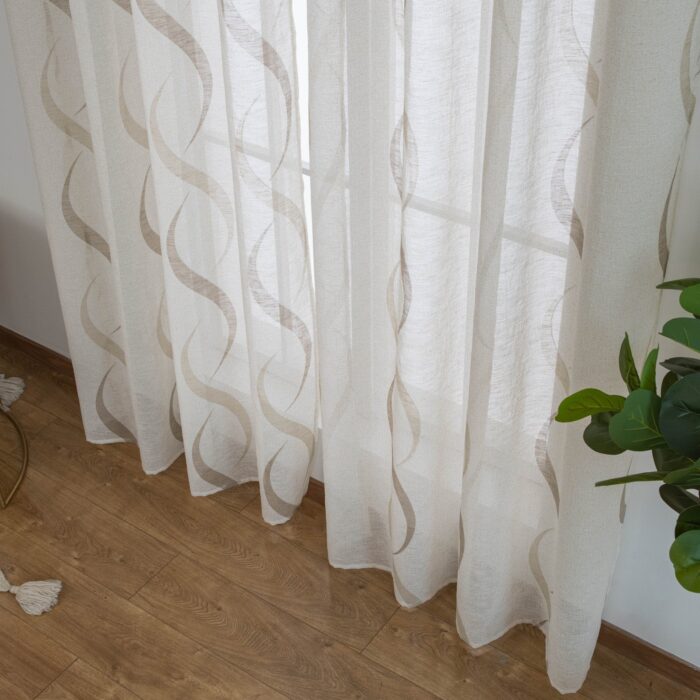 Cortina De Visillo Gasa Poliéster Con Diseño Hondas 140x260cm - VISTE TU HOGAR ONLINE