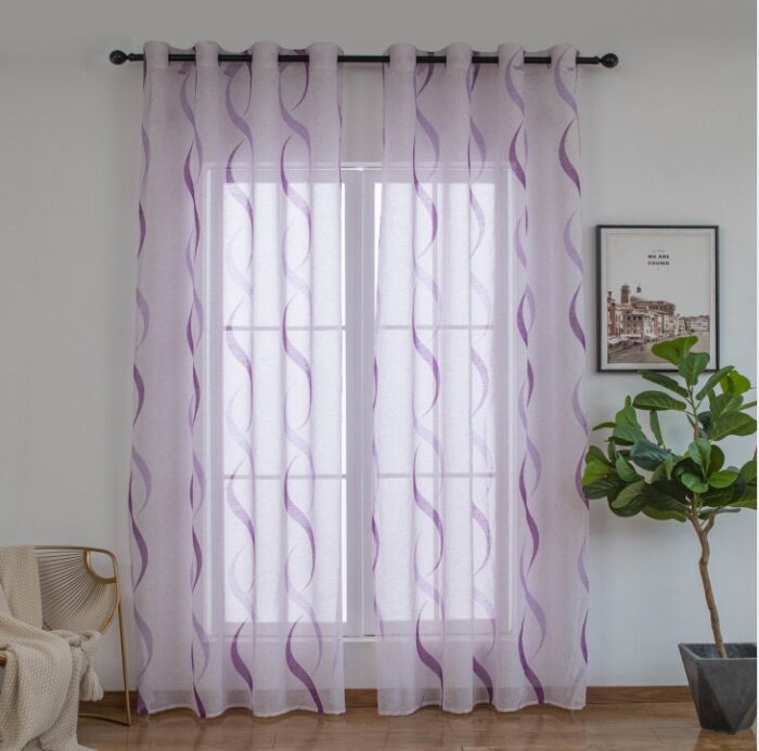 Cortina De Visillo Gasa Poliéster Con Diseño Hondas 140x260cm - VISTE TU HOGAR ONLINE
