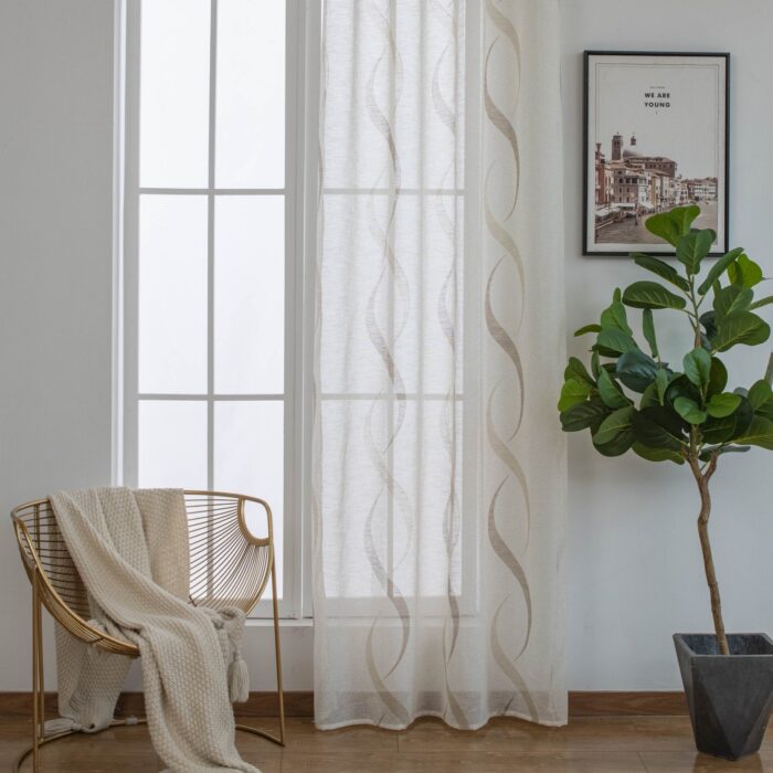 Cortina De Visillo Gasa Poliéster Con Diseño Hondas 140x260cm - VISTE TU HOGAR ONLINE
