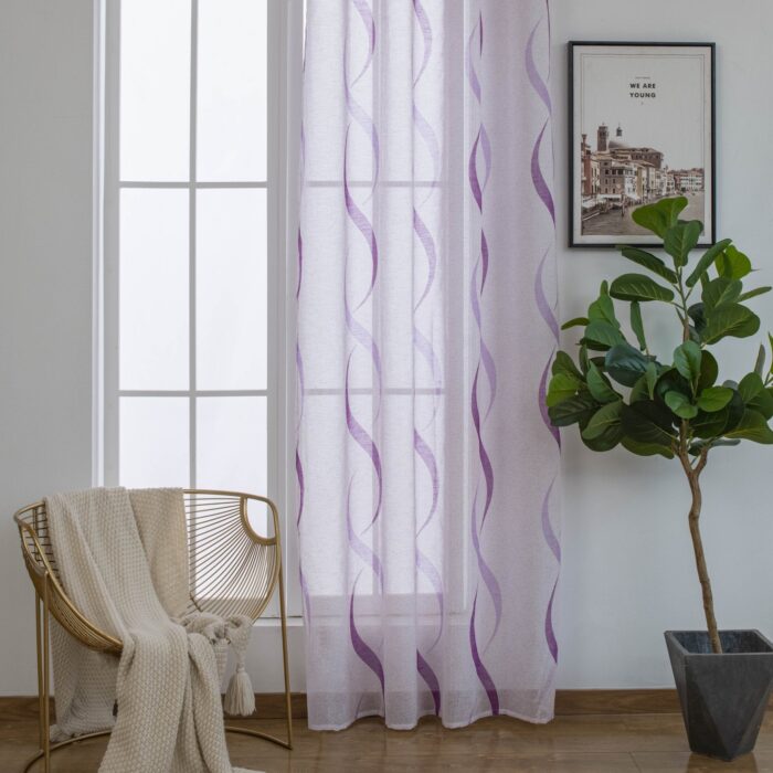 Cortina De Visillo Gasa Poliéster Con Diseño Hondas 140x260cm - VISTE TU HOGAR ONLINE