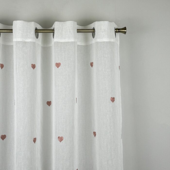 Cortina De Visillo Gasa Poliéster Con Estampado De Corazón 150x260cm - VISTE TU HOGAR ONLINE
