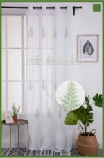 Cortina De Visillo Gasa Poliéster Con Estampado de Pino 150x260cm - VISTE TU HOGAR ONLINE