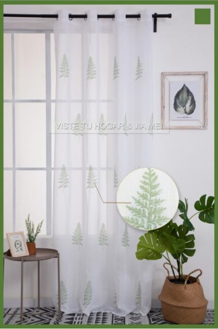 Cortina De Visillo Gasa Poliéster Con Estampado de Pino 150x260cm - VISTE TU HOGAR ONLINE