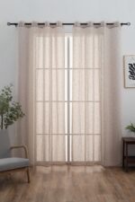 Cortina De Visillo Lino y Poliéster Con Líneas Verticales 140x260cm - Viste Tu Hogar