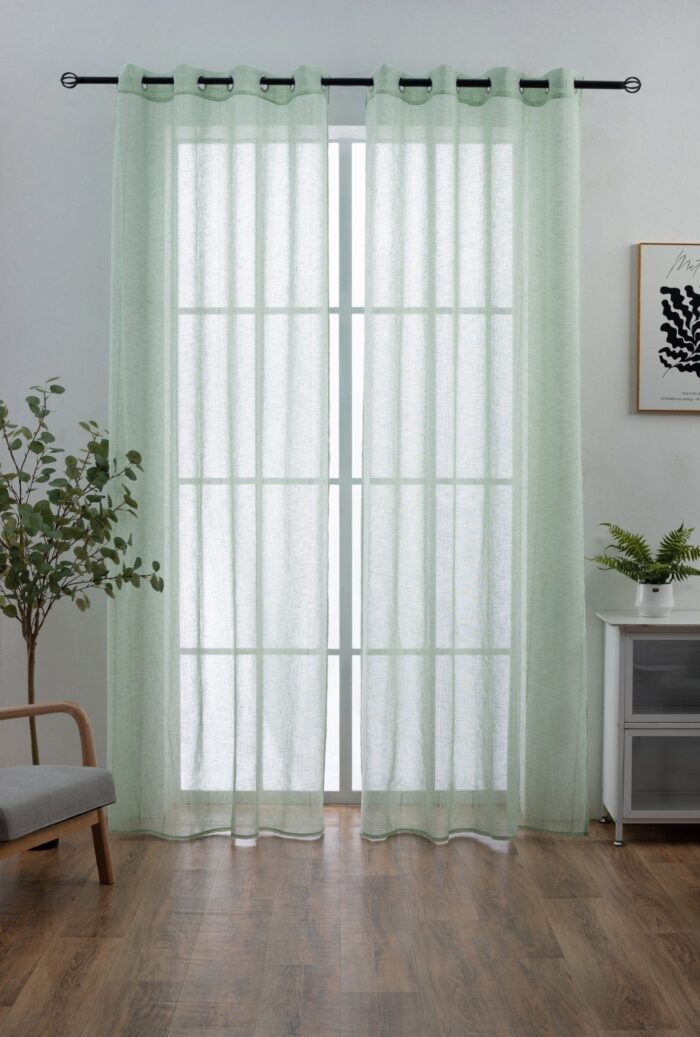 Cortina De Visillo Lino y Poliéster Con Líneas Verticales 140x260cm - Viste Tu Hogar