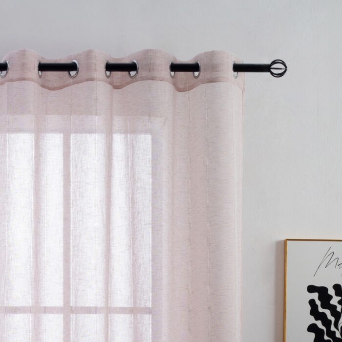 Cortina De Visillo Lino y Poliéster Con Líneas Verticales 140x260cm - Viste Tu Hogar