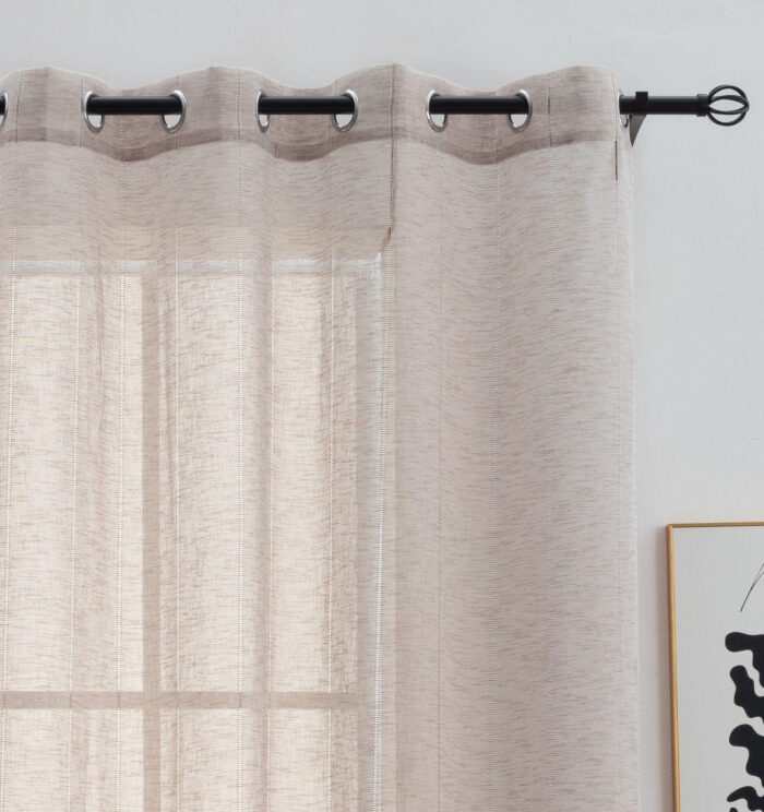 Cortina De Visillo Lino y Poliéster Con Líneas Verticales 140x260cm - Viste Tu Hogar