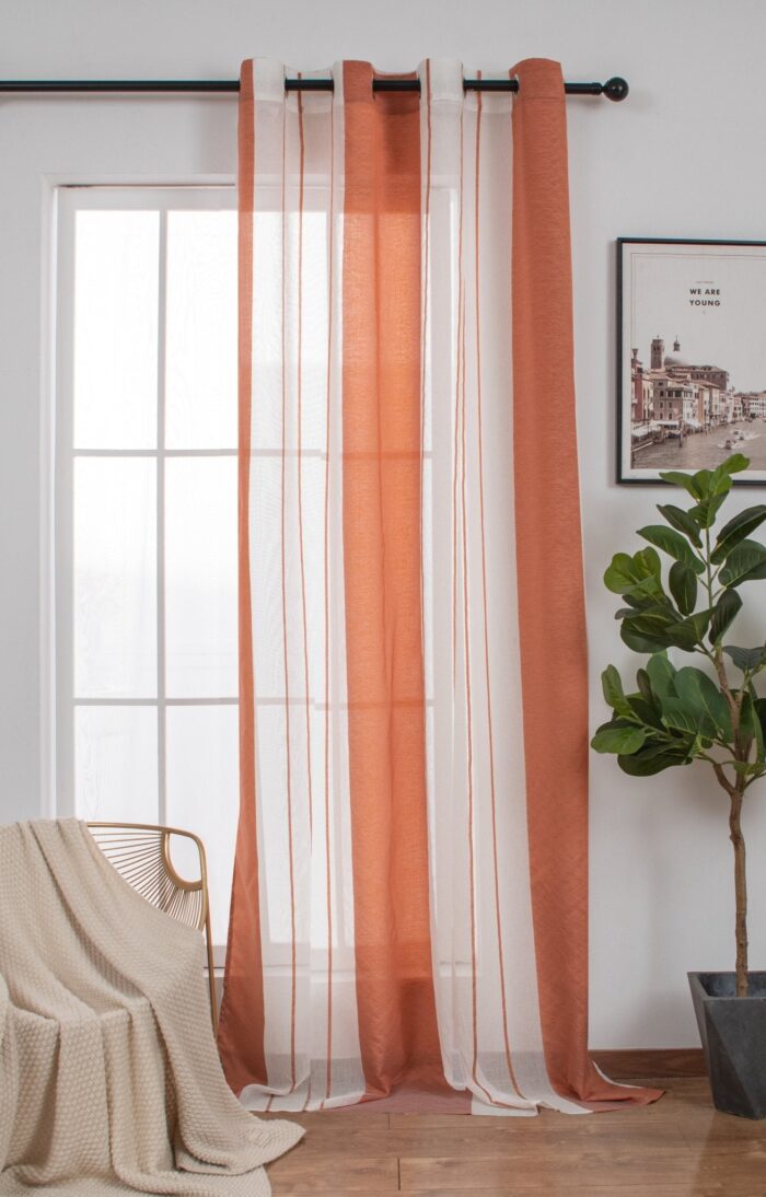 Cortina De Visillo Tránslucido Poliéster Hilo Doris Con Doble Color 140x260cm - VISTE TU HOGAR ONLINE