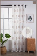 Cortina De Visillo Transparente Con Bordado De Circulos Poliéster 150x260cm - VISTE TU HOGAR ONLINE