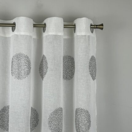 Cortina De Visillo Transparente Con Bordado De Circulos Poliéster 150x260cm - VISTE TU HOGAR ONLINE