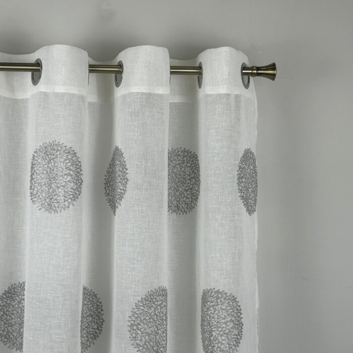 Cortina De Visillo Transparente Con Bordado De Circulos Poliéster 150x260cm - VISTE TU HOGAR ONLINE