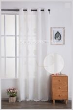 Cortina De Visillo Transparente Con Bordado De Circulos Poliéster 150x260cm - Viste Tu Hogar