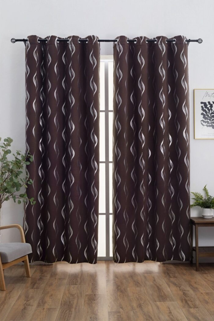 CORTINA ÓPACA ESTAMPADO DE HONDAS 140X260CM - Viste Tu Hogar