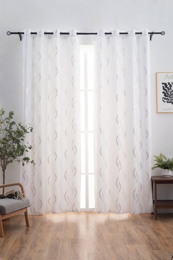 CORTINA ÓPACA ESTAMPADO DE HONDAS 140X260CM - Viste Tu Hogar