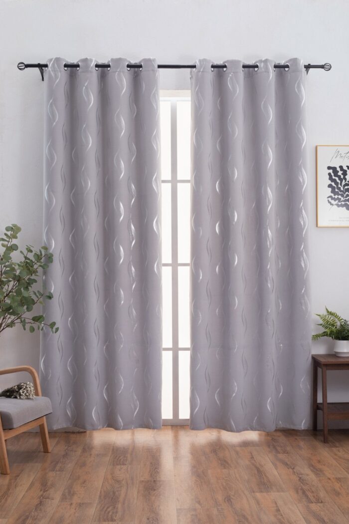 CORTINA ÓPACA ESTAMPADO DE HONDAS 140X260CM - Viste Tu Hogar