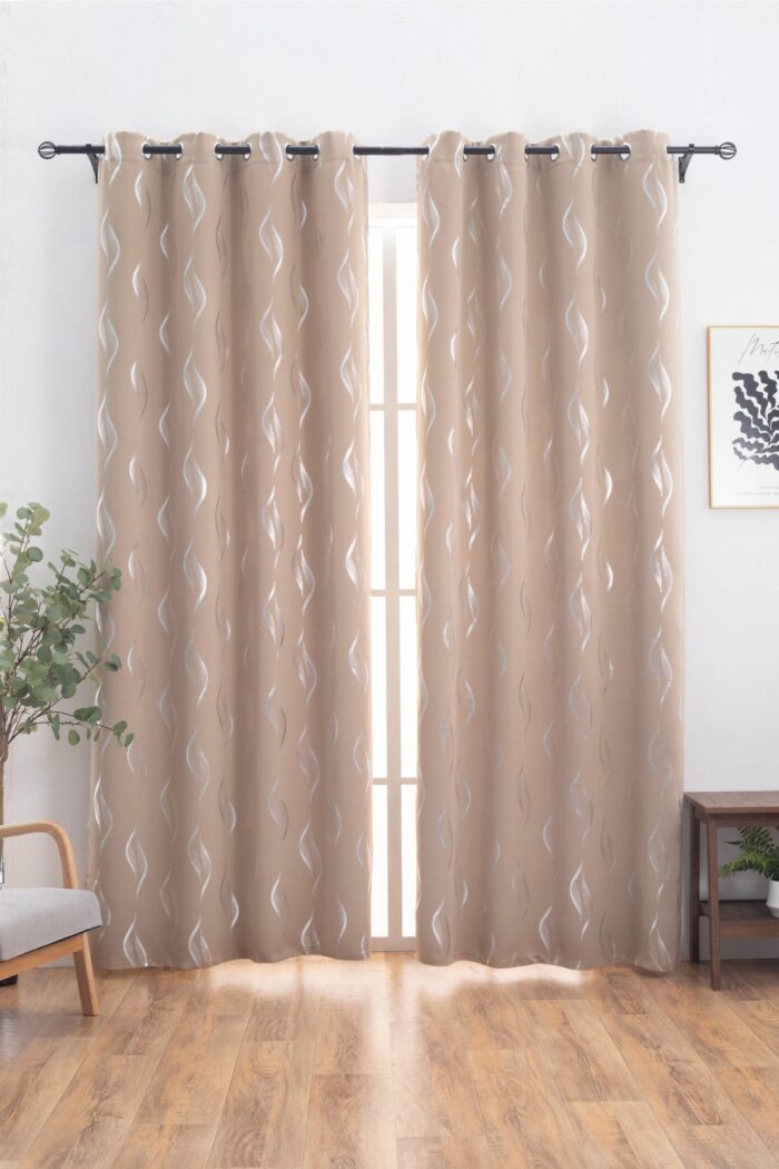CORTINA ÓPACA ESTAMPADO DE HONDAS 140X260CM - Viste Tu Hogar