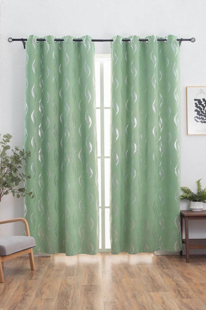 CORTINA ÓPACA ESTAMPADO DE HONDAS 140X260CM - Viste Tu Hogar