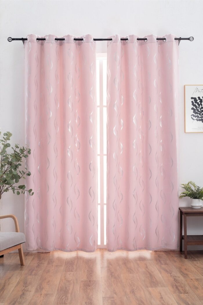 CORTINA ÓPACA ESTAMPADO DE HONDAS 140X260CM - Viste Tu Hogar