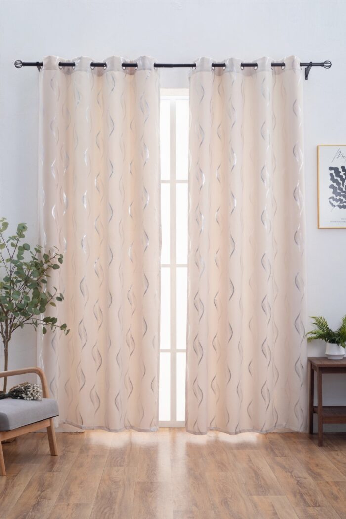 CORTINA ÓPACA ESTAMPADO DE HONDAS 140X260CM - Viste Tu Hogar