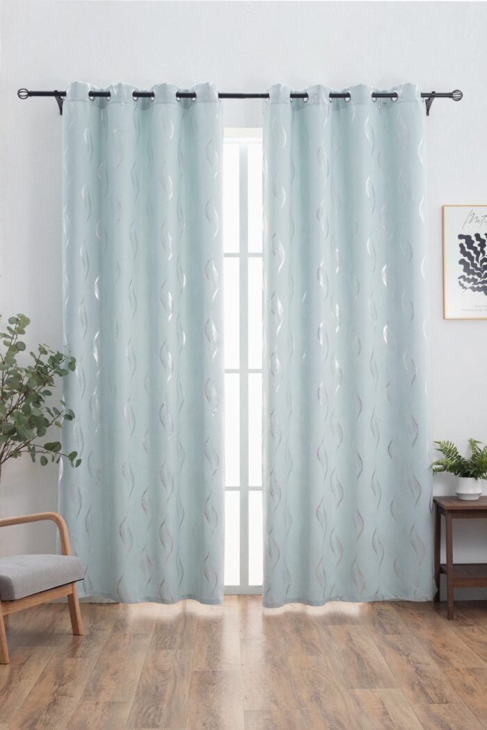 CORTINA ÓPACA ESTAMPADO DE HONDAS 140X260CM - Viste Tu Hogar