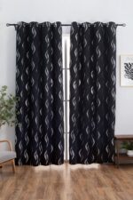 CORTINA ÓPACA ESTAMPADO DE HONDAS 140X260CM - Viste Tu Hogar