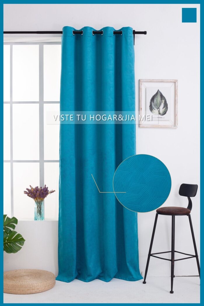 Cortina Terciopelo Con Diseño Geométrico 150X260cm Poliéster - Viste Tu Hogar