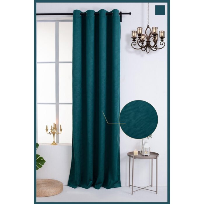 Cortina Terciopelo Con Diseño Geométrico 150X260cm Poliéster - VISTE TU HOGAR ONLINE