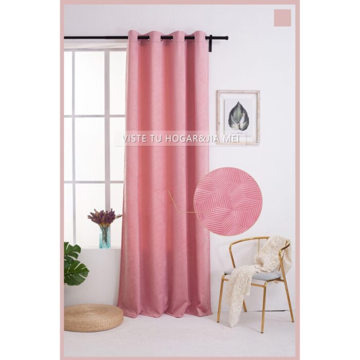 Cortina Terciopelo Con Diseño Geométrico 150X260cm Poliéster - VISTE TU HOGAR ONLINE