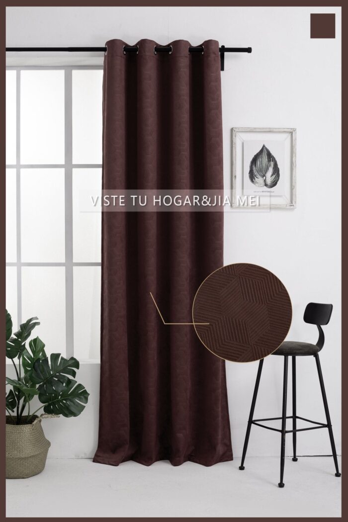 Cortina Terciopelo Con Diseño Geométrico 150X260cm Poliéster - Viste Tu Hogar