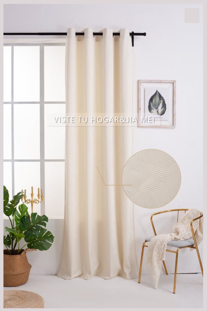 Cortina Terciopelo Con Diseño Geométrico 150X260cm Poliéster - Viste Tu Hogar