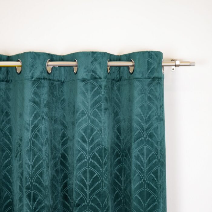 Cortina Terciopelo Con Diseño Ornamental De Tipo Abanico 150X260cm Poliéster - Viste Tu Hogar