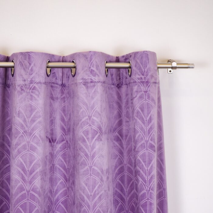 Cortina Terciopelo Con Diseño Ornamental De Tipo Abanico 150X260cm Poliéster - Viste Tu Hogar