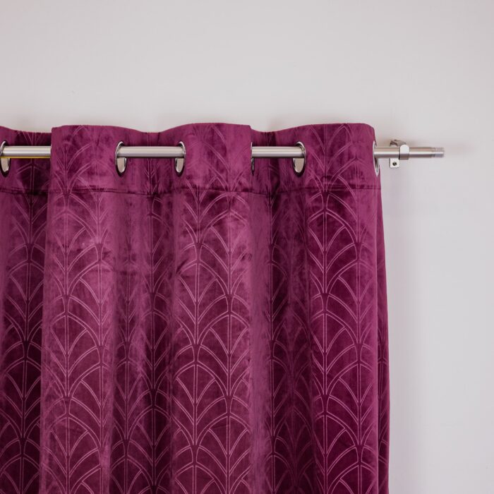 Cortina Terciopelo Con Diseño Ornamental De Tipo Abanico 150X260cm Poliéster - Viste Tu Hogar