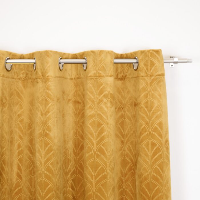 Cortina Terciopelo Con Diseño Ornamental De Tipo Abanico 150X260cm Poliéster - Viste Tu Hogar