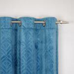 Cortina Terciopelo Con Diseño Ornamental De Tipo Abanico 150X260cm Poliéster - Viste Tu Hogar