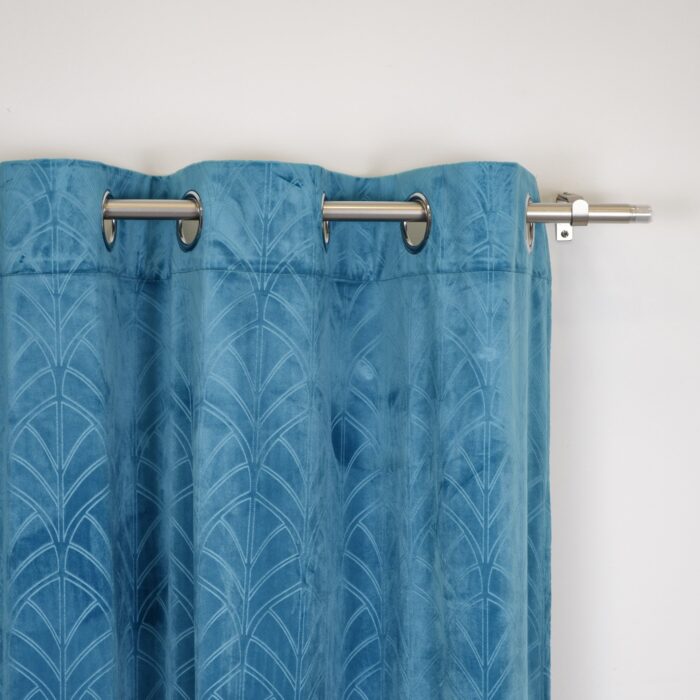 Cortina Terciopelo Con Diseño Ornamental De Tipo Abanico 150X260cm Poliéster - Viste Tu Hogar