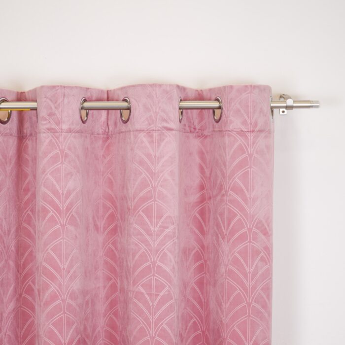Cortina Terciopelo Con Diseño Ornamental De Tipo Abanico 150X260cm Poliéster - Viste Tu Hogar